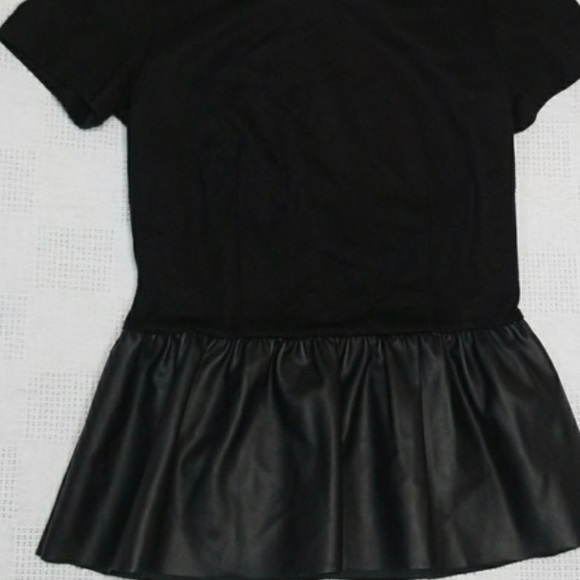 French Connection Jersey, Faux-Leather Peplum Top - Picture 5 of 7